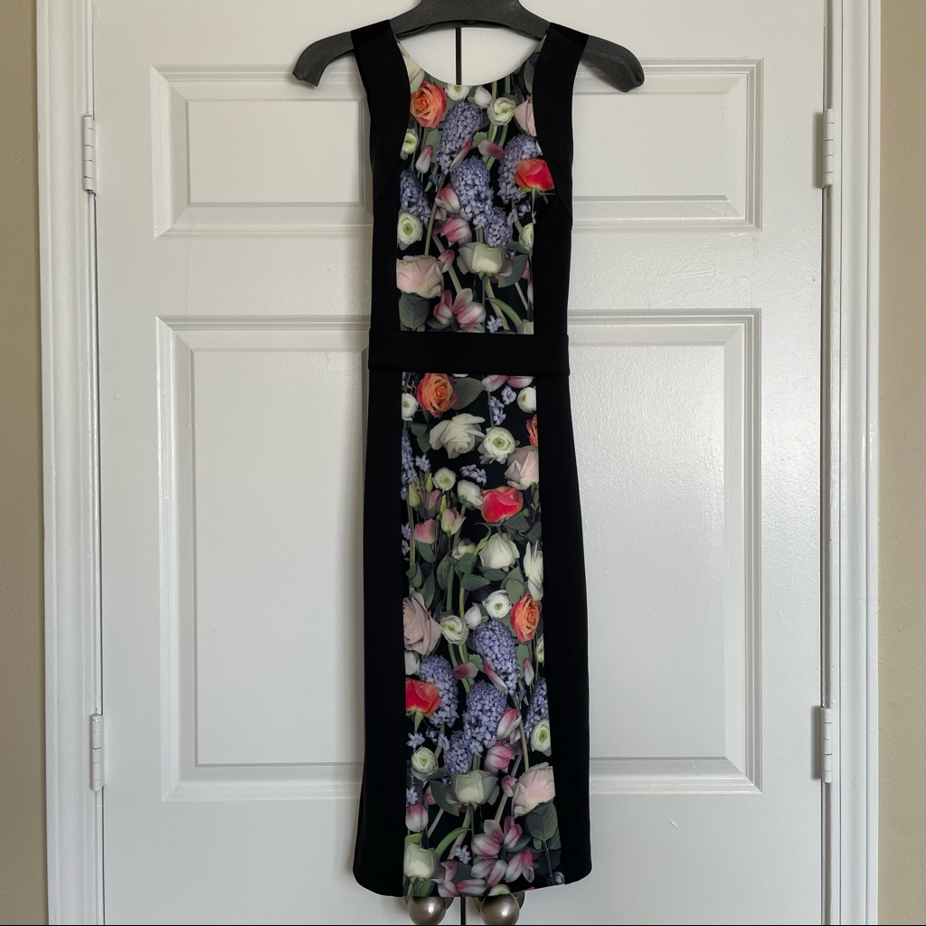 New Ted Baker Akva Kensington Bodycon Mini Knee Length Floral Dress Sz 1 Tb Xs S
